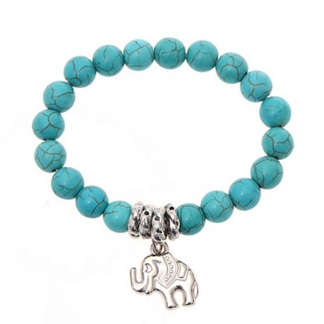 Pulsera con piedras turquesa y elefante