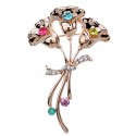 Pin Brooch with Three Flowers