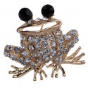 Golden Color Frog Brooch with Crystals