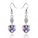 Fashion Jewelry Earrings with Purple Crystal Heart