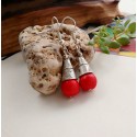 Silver Earrings with Red Turquoise Natural Stone