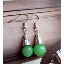 Earrings with Green Jade Natural Stone
