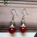 Earrings with Natural Stone Red Agate