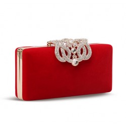 Velvet Handbag with Diamond Crown Clasp