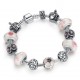 925 Silver Charm Bracelet with Pink Beads
