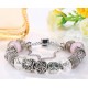 European Charms Bracelet with pink and white Crystal Beads