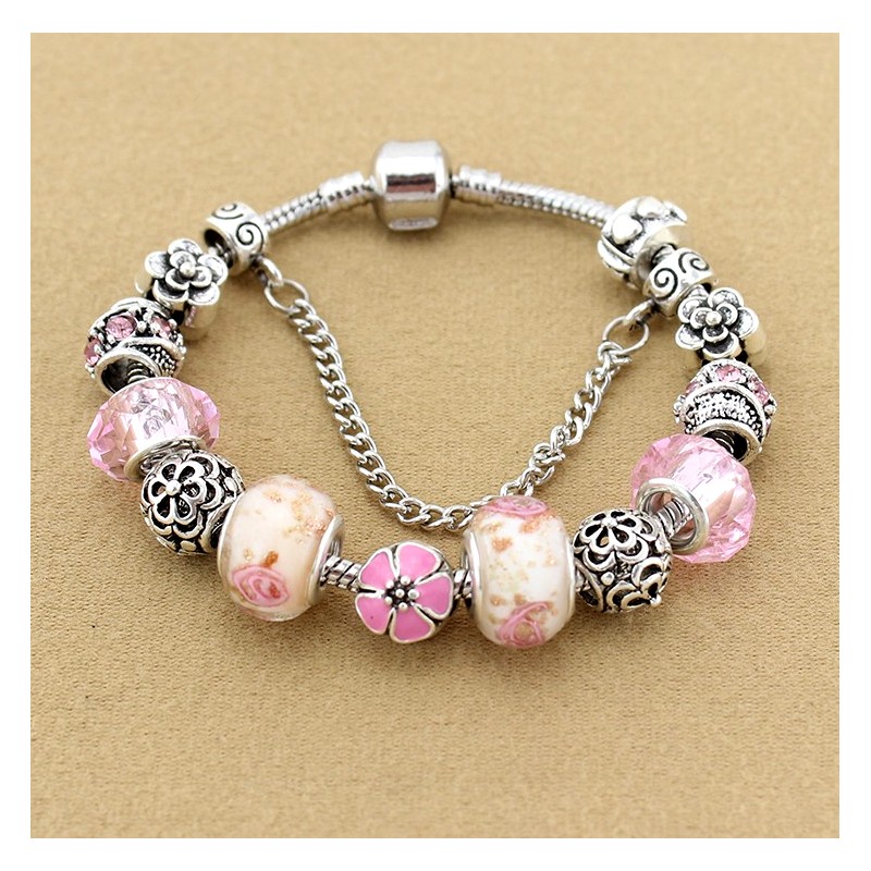 flower charm beads bracelet
