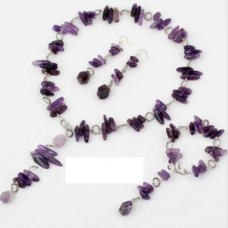 amethyst jewelry set ( Necklace, Earrings and Bracelet)