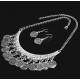 Boho Vintage Coin Tassel Necklace Earrings Set