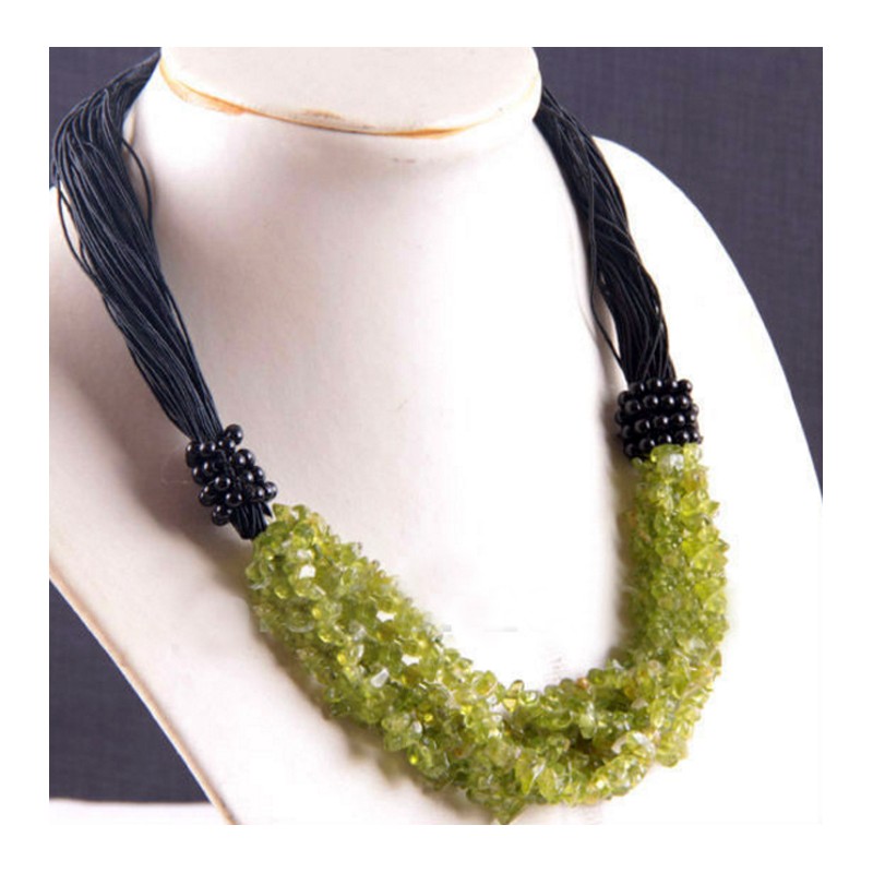 natural stone beads necklace with black detail