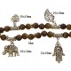 Elastic Tiger Eye stone bracelet with Tibetan silver charms