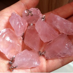 Colgante maxi de piedra de cristal de cuarzo natural rosa estilo chakra positivo