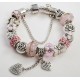 Murano Glass Beads Bracelet with Heart Charm "MADE WITH LOVE"