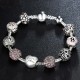  Pulsera con charms con cristales rosas y corazón "Amour-Love-Amor"