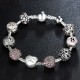 Bracelet with Love and Pink Flower Charms