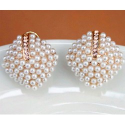 Stud Earrings with Pearls and Crystals