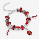 European Style Bracelet with Red Charms and Murano Glass Beads