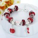 European Style Bracelet with Red Charms and Murano glass Beads