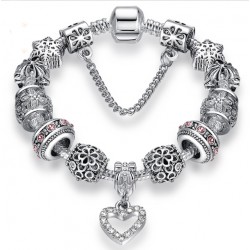 Crystal Heart Charm Bracelet European style