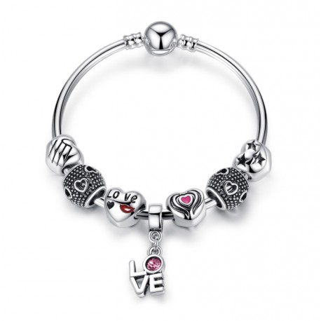Romantic Love Pendant Charms Bracelet