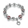 Pulsera con abalorios rojos, corazones Love y Corazón