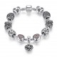 European Classic Silver plated Heart Charms Bracelet