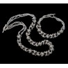 Conjunto de perlas blancas y cristales violetas