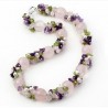 Collar con Cuarzo rosa, Amatista, Olivine y Perlas naturales