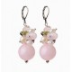 Natural Pink Quartz, Amethyst, Olivine and Pearls Earrings