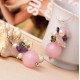 Natural Pink Quartz, Amethyst, Olivine and Pearls Earrings