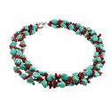 Natural Coral, with Natural Turquoise Necklace