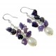 Freshwater Pearl Drop Earring, with Natural Amethyst