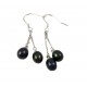 Black Freshwater Pearl Earrings with Two Pearls