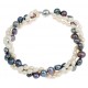 Freshwater Cultured Pearl Bracelet with Black and White Pearls, 3 Strands