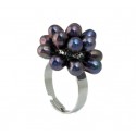 Freshwater Pearl Finger Ring with Black Pearls