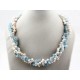 Multi Strands White Freshwater Pearl And Aguamarine Twisted Necklace