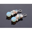 Freshwater Pearl, Aquamarine and Opal Earrings