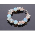 Freshwater Pearl, Aquamarine And Opal Gemstone Bracelet