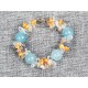 Round Cyanite Beads, Yellow Pearl and Clear Crystal Bracelet