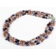 Three Strands Pearl And Amethyst And Strawberry Quartz Necklace