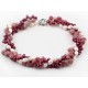 Multi Strands White And Purple Red Freshwater Pearl And Strawberry Quartz Twisted Necklace
