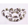 Natural White Pearl, Amethyst, Olivine And Big White Porcelian Stone Beads Jewelry Set