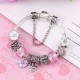 Silver Heart Love Charm Bracelet with Safety Chain
