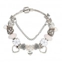 Flower and Heart Charms and Pendants Bracelet