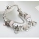 Flower and Heart Charms and Pendants Bracelet