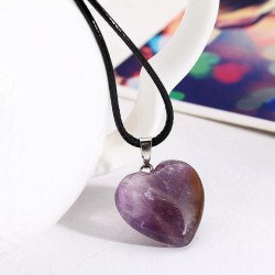 Natural Amethyst Heart Pendant Necklace