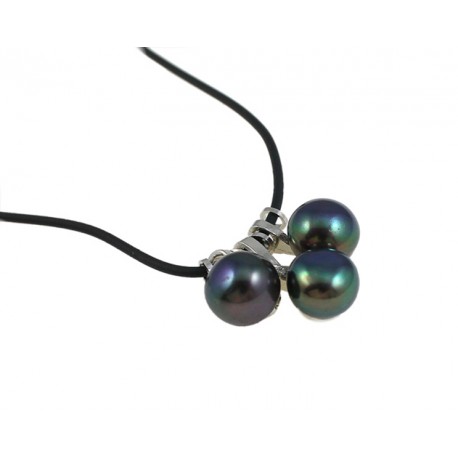 Natural Fresheater Pearl Pendants with Rubber Rope