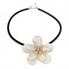 Freshwater Shell Flower Necklace with Pearls & Nylon Coated Rubber Rope