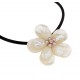 Freshwater Shell Flower Necklace with Pearls & Nylon Coated Rubber Rope