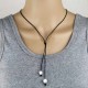 Natural Fresheater Pearl Double Pendants with Rubber Rope